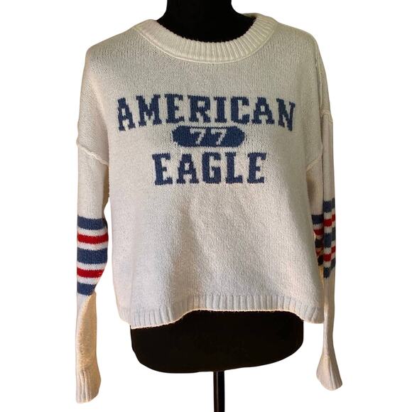 American Eagle Knit Crewneck Graphic Sweater  Relaxed Comfort Fit Women's Small - Picture 3 of 8